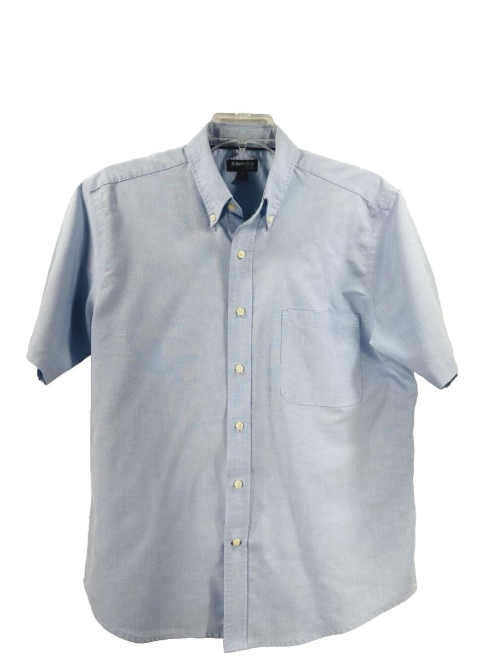 St. John's Bay Men's Blue Shirt Button Down Short Sleeves Pocket Classic Size L